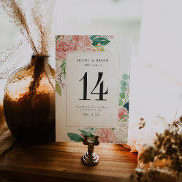 Numeração De Mesa Número de Mesa de Casamento Floral de Verão Corado