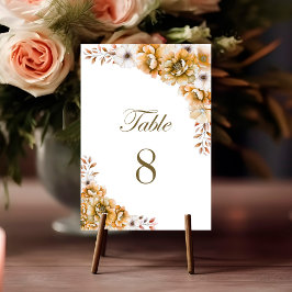 Numeração De Mesa Número de Mesa de Casamento Floral Laranja Rústico