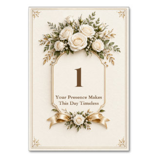 Numeração De Mesa Número de Mesa de Casamento Floral Marfim Elegante