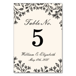 Numeração De Mesa Número de Mesa de Casamento Floral Marfim Minimali