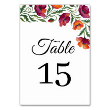Número de Mesa de Casamento Floral Papoula Aquarel