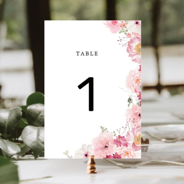 Numeração De Mesa Número de Mesa de Casamento Floral Rosa (Criador carregado)