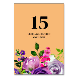 Numeração De Mesa Número de Mesa de Casamento Floral Roxo Romântico