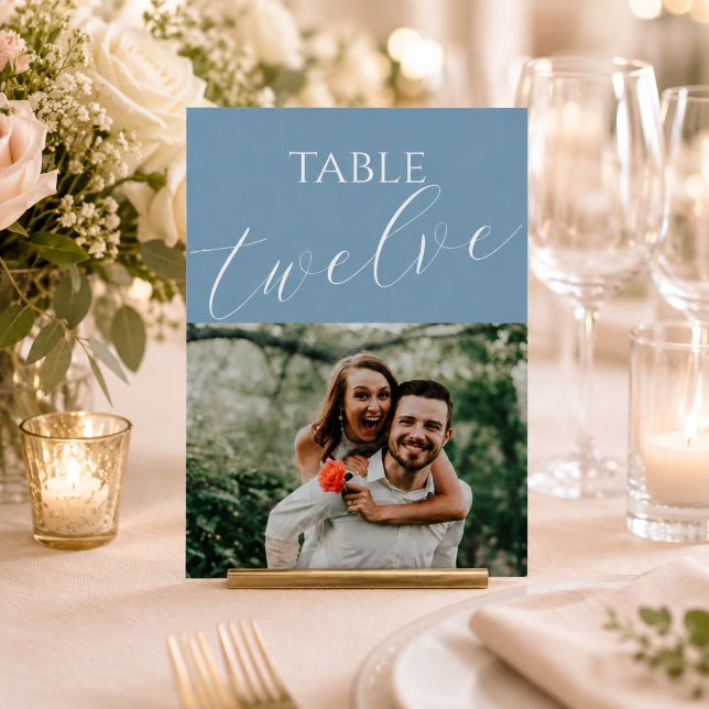 Numeração De Mesa Número de Mesa de Casamento Foto Azul Desbotado (Criador carregado)