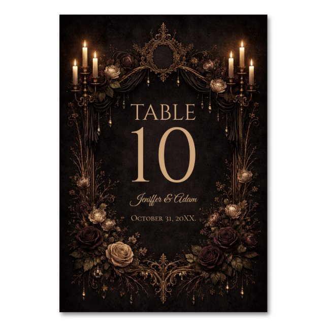 Numeração De Mesa Número de mesa de casamento gótico elegante de Hal (Frente)