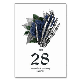 Numeração De Mesa Número de mesa de casamento gótico esqueleto flora