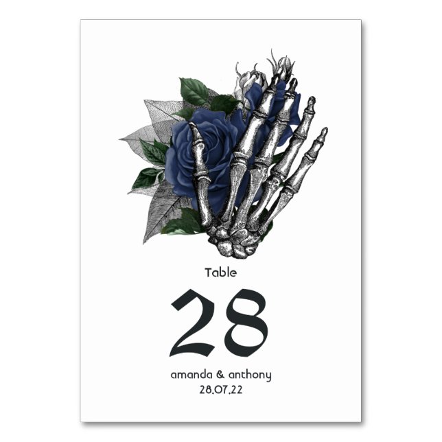 Numeração De Mesa Número de mesa de casamento gótico esqueleto flora (Frente)