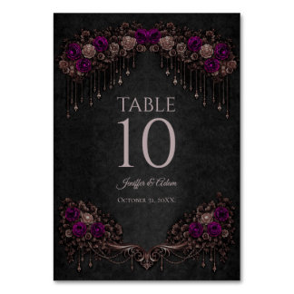 Numeração De Mesa Número de mesa de casamento gótico floral elegante
