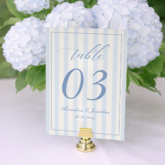 Numeração De Mesa Número de Mesa de Casamento Listrado Retro Branco