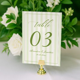Numeração De Mesa Número de Mesa de Casamento Listrado Retro Branco