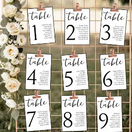 Numeração De Mesa Número de Mesa de Casamento Minimalista Com Nomes