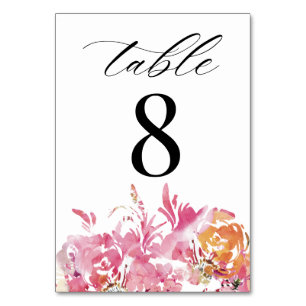 Numeração De Mesa Número de Mesa de Casamento Moderno Aquarela Rosa