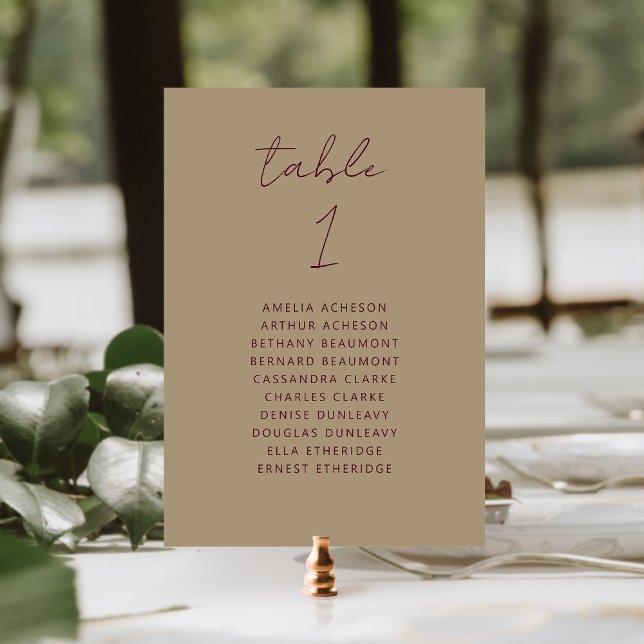 Numeração De Mesa Número de Mesa de Casamento Moderno em Script Burg (Criador carregado)