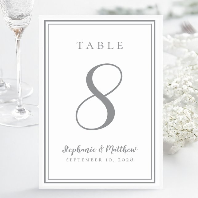 Numeração De Mesa Número de Mesa de Casamento Personalizado Chic Cin (Customized Wedding Table Number Chic Gray)