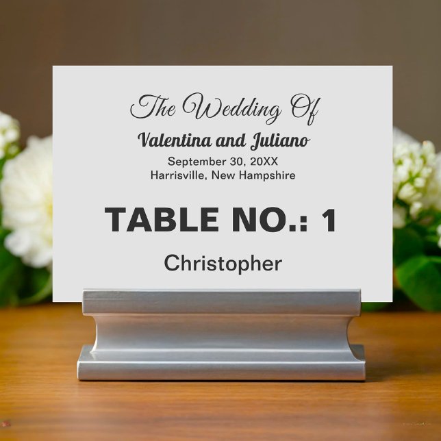 Numeração De Mesa Número de Mesa de Casamento Preto e Branco (Typography style black and white wedding table number)