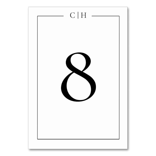 Numeração De Mesa Número de Mesa de Casamento Preto e Branco Minimal (Frente)