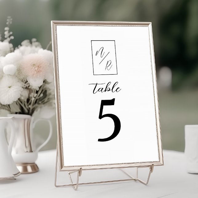 Numeração De Mesa Número de Mesa de Casamento Preto e Branco Moderno (Criador carregado)