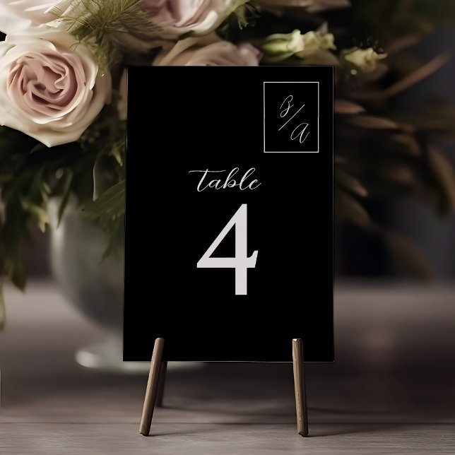 Numeração De Mesa Número de Mesa de Casamento Preto e Branco Moderno (Criador carregado)
