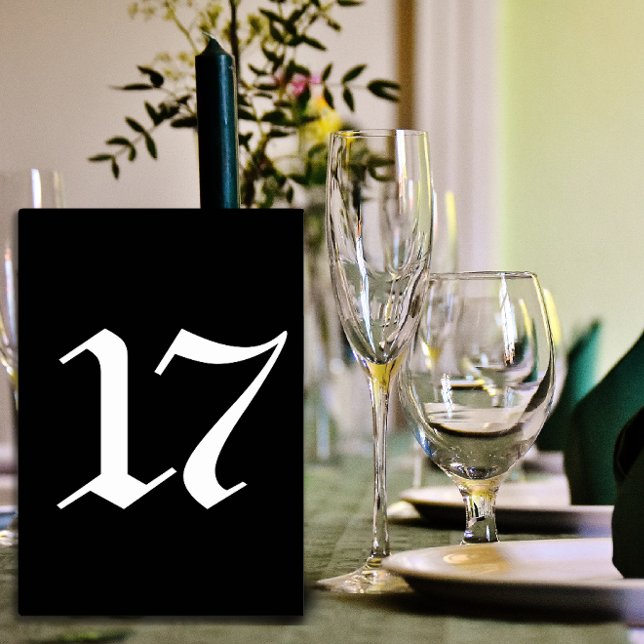 Numeração De Mesa Número de mesa de casamento preto tipografia gótic (Gothic typography black wedding table number.)