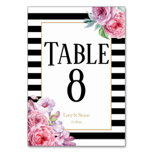 Numeração De Mesa Número de Mesa de Casamento Rosas e Listras Rosa