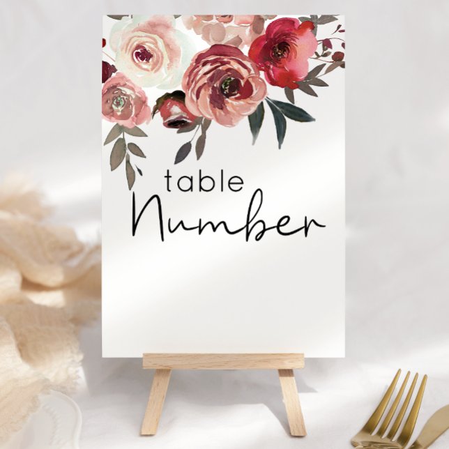 Numeração De Mesa Número de Mesa de Casamento Rosas Florais Rubor Ve (Criador carregado)