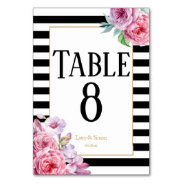 Numeração De Mesa Número de Mesa de Casamento Rosas Rosa e Listras