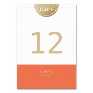 Numeração De Mesa Número de mesa de casamento simples laranja modern