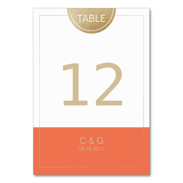 Numeração De Mesa Número de mesa de casamento simples laranja modern (Frente)
