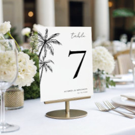 Numeração De Mesa Número de Mesa de Casamento Tropical com Palmeira