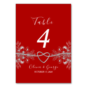 Numeração De Mesa Número de mesa de casamento vermelho e preto