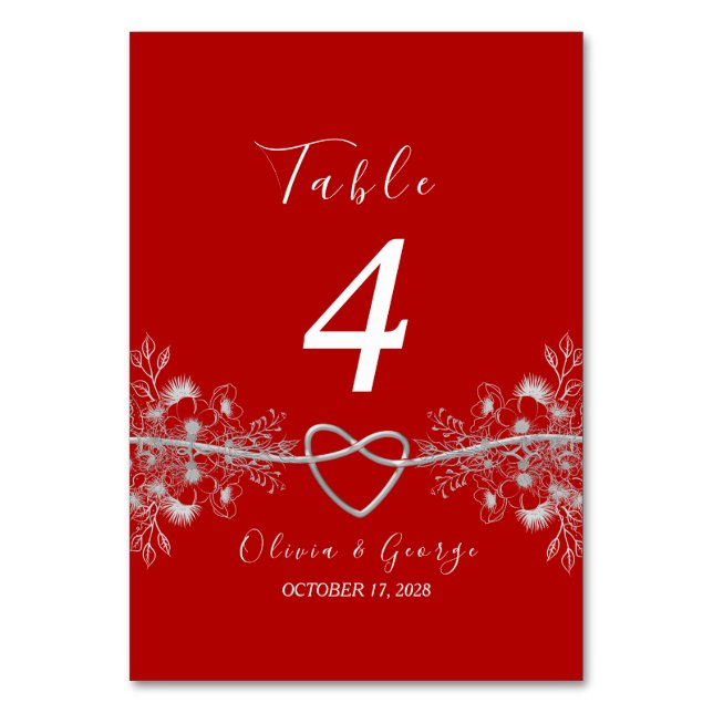 Numeração De Mesa Número de mesa de casamento vermelho e preto (Verso)