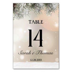 Numeração De Mesa Número de mesa de Natal elegante e nevado