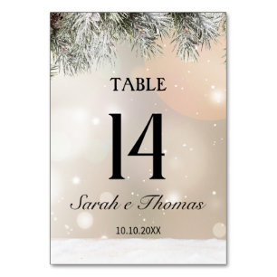 Numeração De Mesa Número de mesa de Natal elegante e nevado