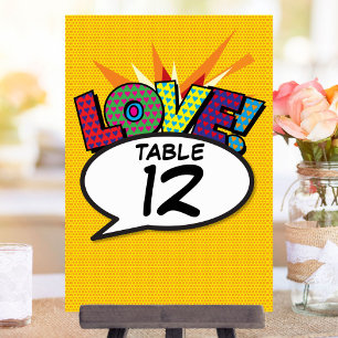 Numeração De Mesa Número de Mesa de Pop Art de Quadrinhos