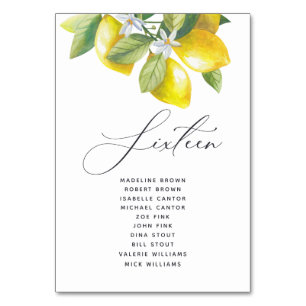 Numeração De Mesa Numero de Mesa do Gráfico de Flores de Limão de Aq