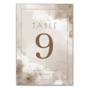 Numeração De Mesa Número de Mesa Elegante Bege Aquarela