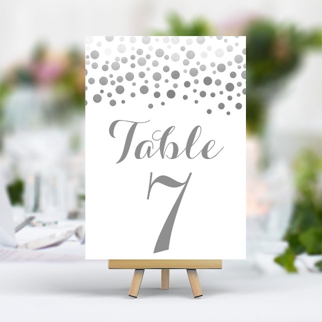 Numeração De Mesa Número de Mesa Elegante com Confetes Prateados par (Criador carregado)