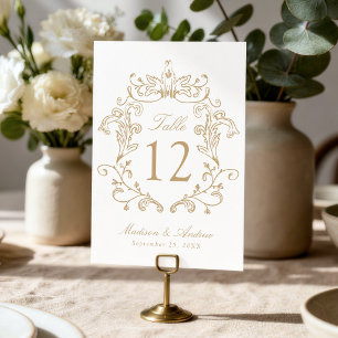 Numeração De Mesa Número de Mesa Elegante Crista de Ouro para Casame