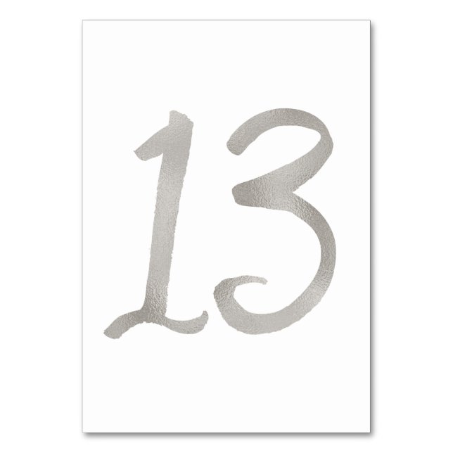 Numeração De Mesa Número de mesa elegante em folha de prata | Mesa 1 (Verso)