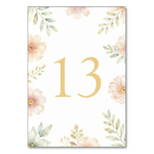 Número de mesa elegante floral para casamento