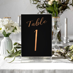 Numeração De Mesa Número de mesa elegante preto com brilho de cobre 