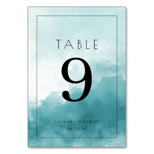 Numeração De Mesa Número de Mesa em Aquarela Azul Sereno