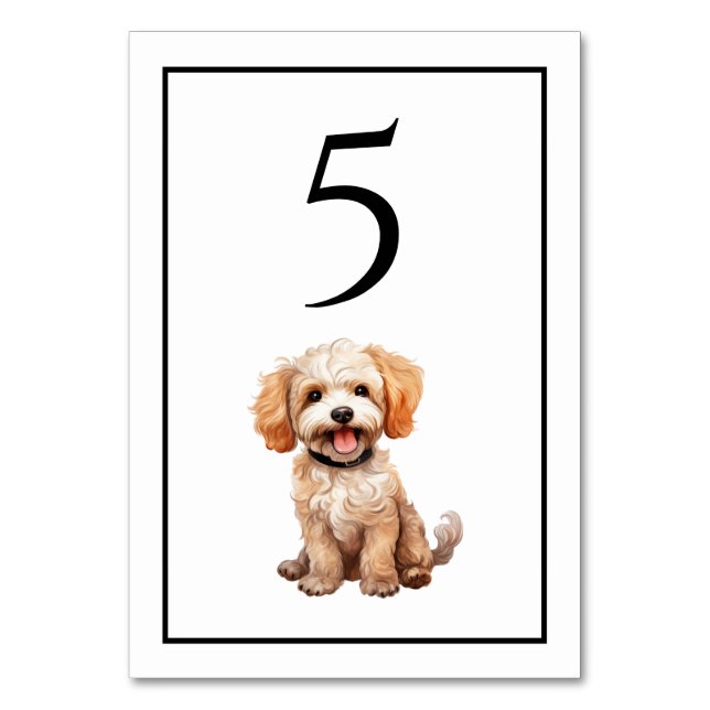 Numeração De Mesa Número de Mesa em Aquarela de Goldendoodle (Frente)