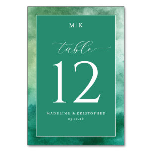 Numeração De Mesa Número de Mesa em Aquarela Verde Elegante