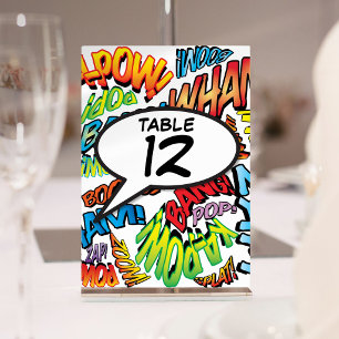 Numeração De Mesa Número de Mesa em Arte Pop de Quadrinhos Divertida