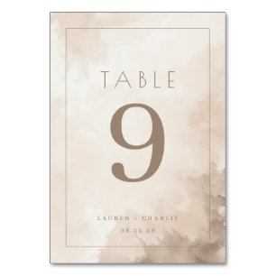 Numeração De Mesa Número de Mesa em Beige Elegante com Aquarela