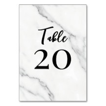 Número de Mesa em Letra Preta de Mármore Elegante