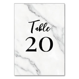 Numeração De Mesa Número de Mesa em Letra Preta de Mármore Elegante
