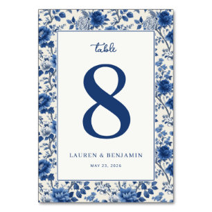 Numeração De Mesa Número de Mesa Floral Azul Elegante