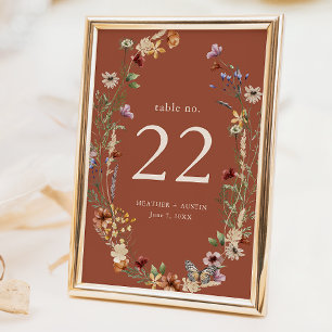 Numeração De Mesa Número de Mesa Floral Boho Terracota